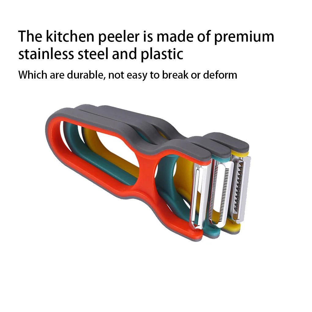 3Pcs Stainless Steel Multi-Function Potato Peeler Fruit Vegetable Chopper Mini Spud Slicer Grater Set Random Color Kitchen Tools