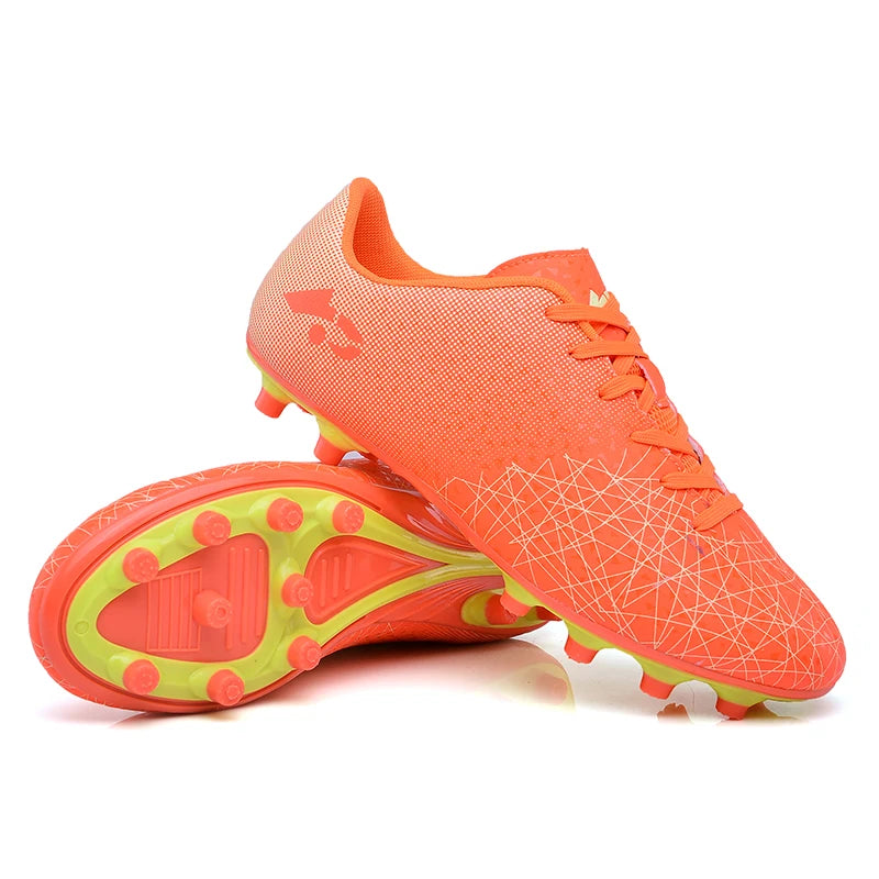 A pair of children's four-season leather upper long-stud football shoes with strong grass grip, sizes 32-42，HJ-27017