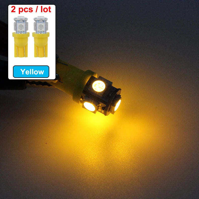 2x T10 W5W Car LED Interior Dome Reading Bulb Turn Signal Light Wedge Side Clearance Brake License Plate Luggage Trunk Lamp 12V