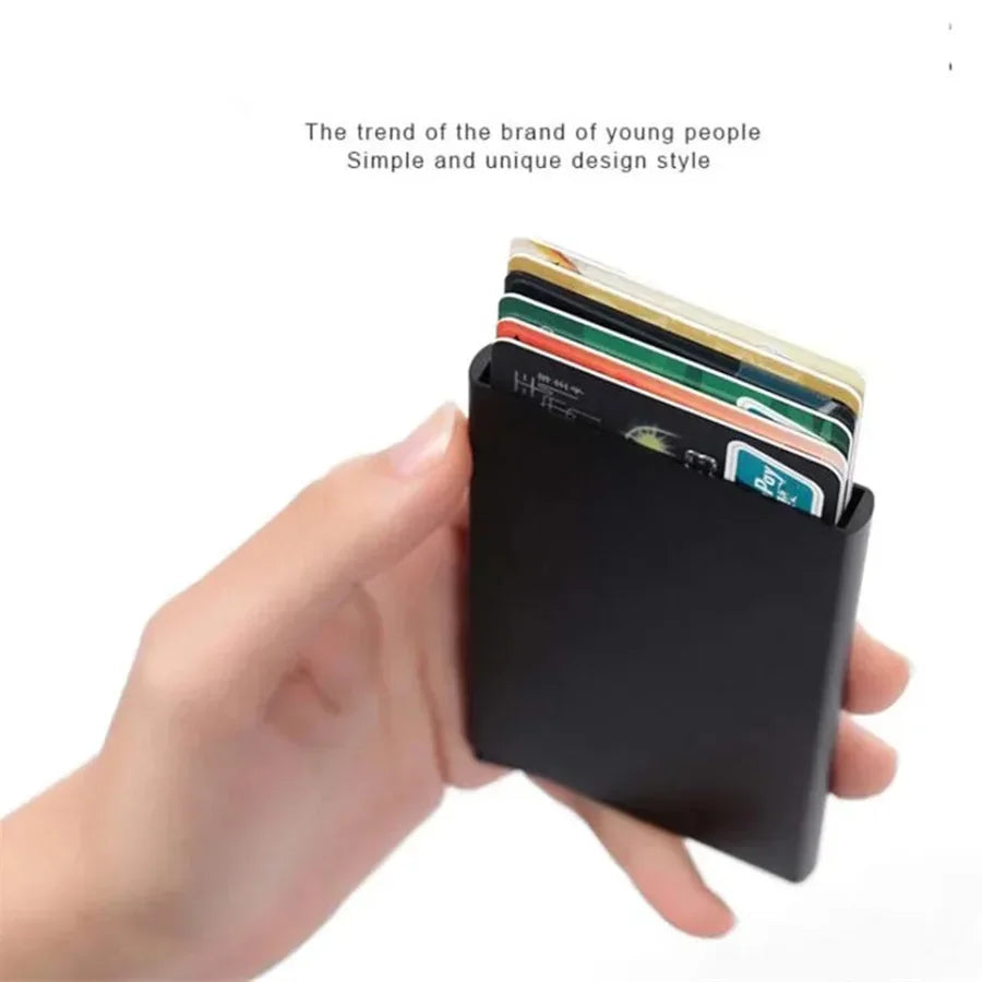 Rfid Smart Wallet Card Holder Metal Thin Slim Men Women Wallets Pop Up Minimalist Wallet Small Black Purse Vallet Walets for Men