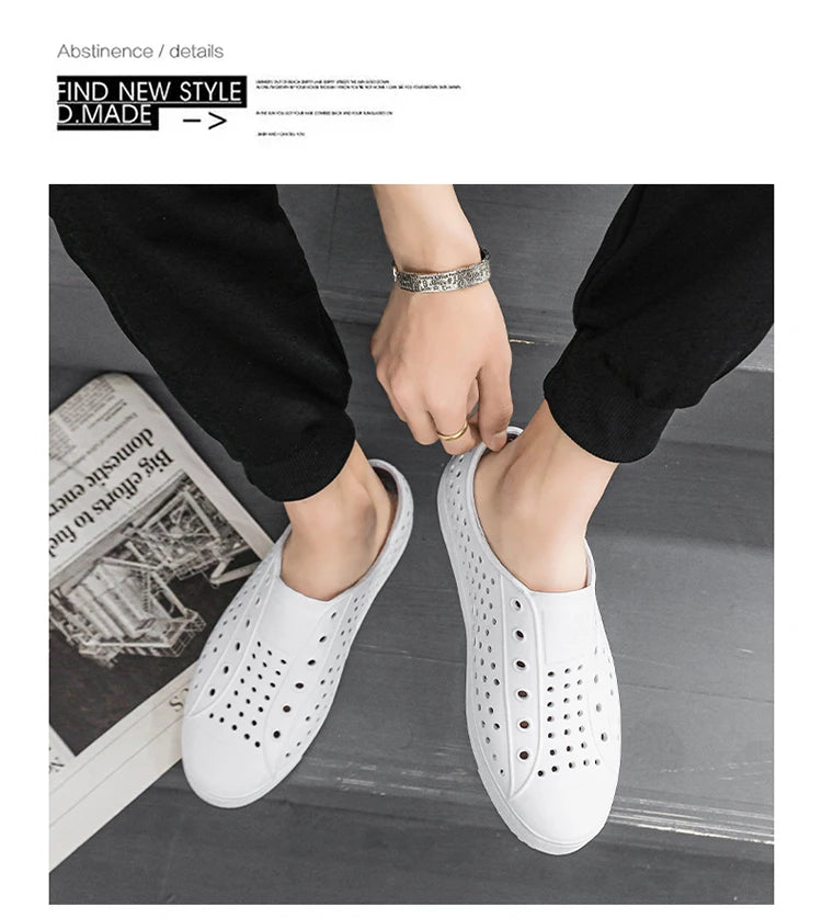 New Beach Sandals Men's Anti slip Hole Sandals Work Shoes Summer Garden Shoes Water Shoes Soft and Comfortable Outdoor Shoes