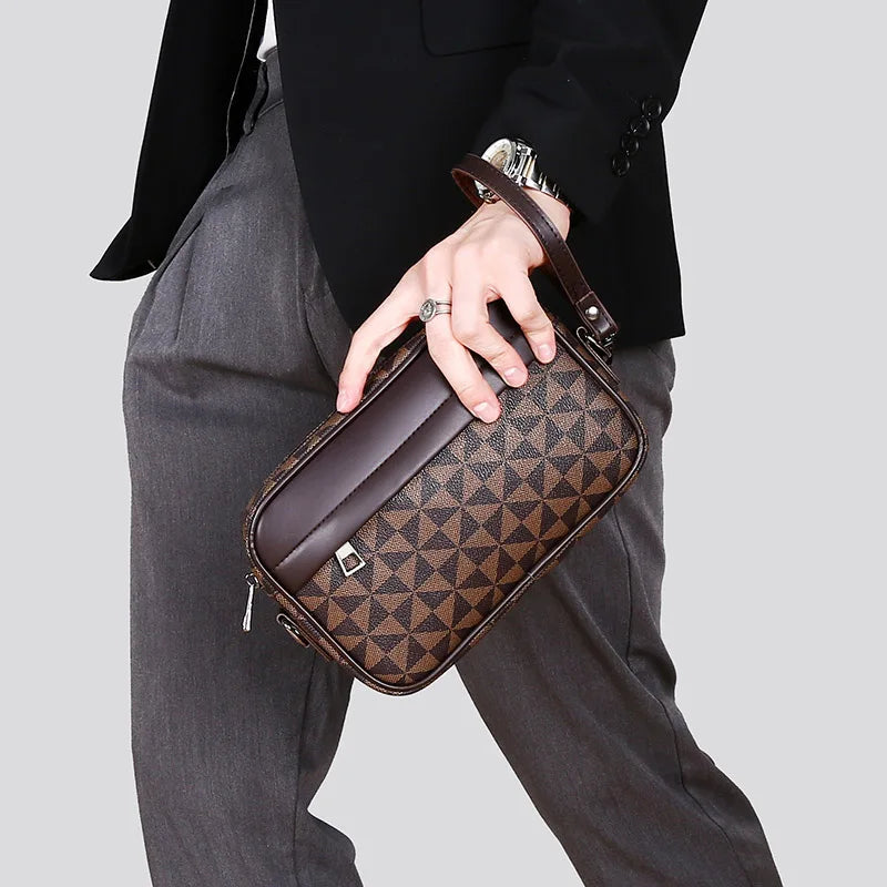 Top-quality PU Leather Men Waist Packs Business Crossbody Bags for Male Fashion Travel Storage Phone Shoulder Bags Clutch Bag