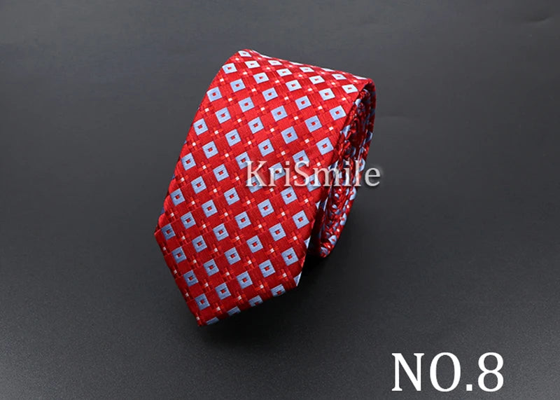 Mens 5cm Slim Tie Striped Plaid Red Black Narrow Necktie For Wedding Party Business Men Formal Suit Shirt Cravats Accessory Gift