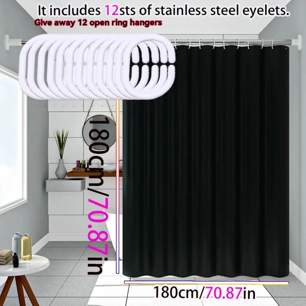 Bathroom Shower Curtain PEVA Waterproof Bathtub Bathing Curtains Easy Clean and Wipe Mildew Proof Shower Curtains with Hooks
