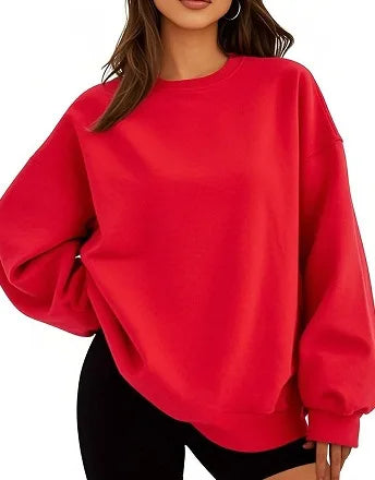 Plus Size Solid Color Sweatshirt, Casual Long Sleeve Crew Neck Pullover Sweatshirt, Women's Plus Size Clothing