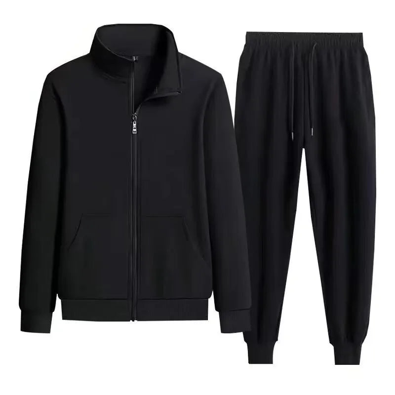 Men's Sportswear Hoodie Set Stylish Stand Collar Casual Outerwear Pants Autumn Winter Fashionable Polyester Blend Long Sleeve