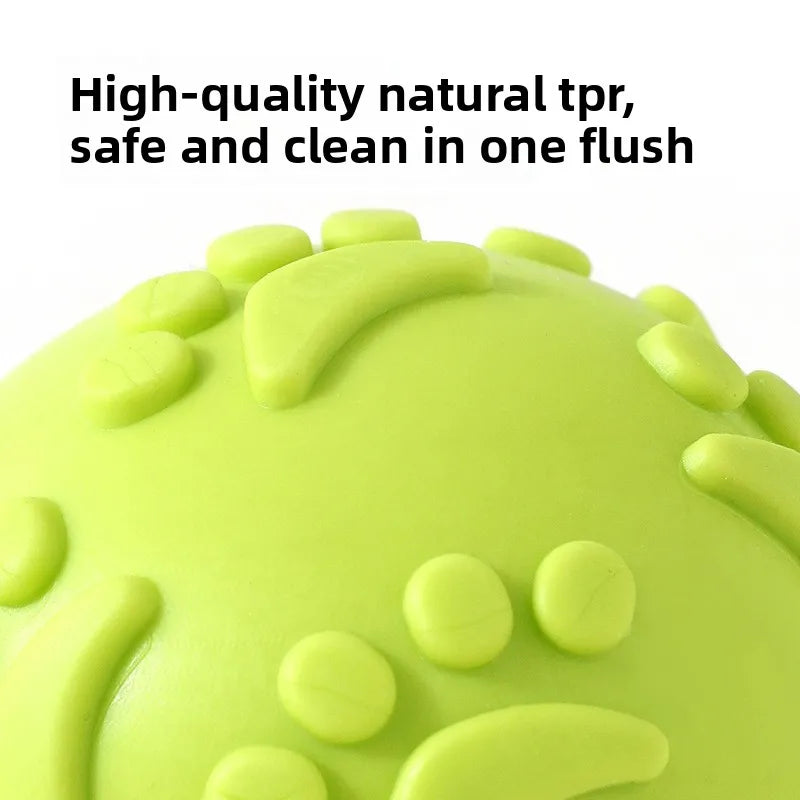 Durable Chew Resistant Squeaky Paw Print Ball Dog Toy - Pet Dental Teething Bite Proof Fetch Ball with Grippy Texture for Puppy
