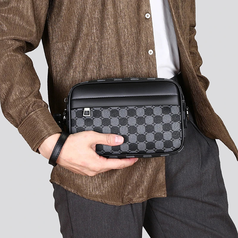 Top-quality PU Leather Men Waist Packs Business Crossbody Bags for Male Fashion Travel Storage Phone Shoulder Bags Clutch Bag