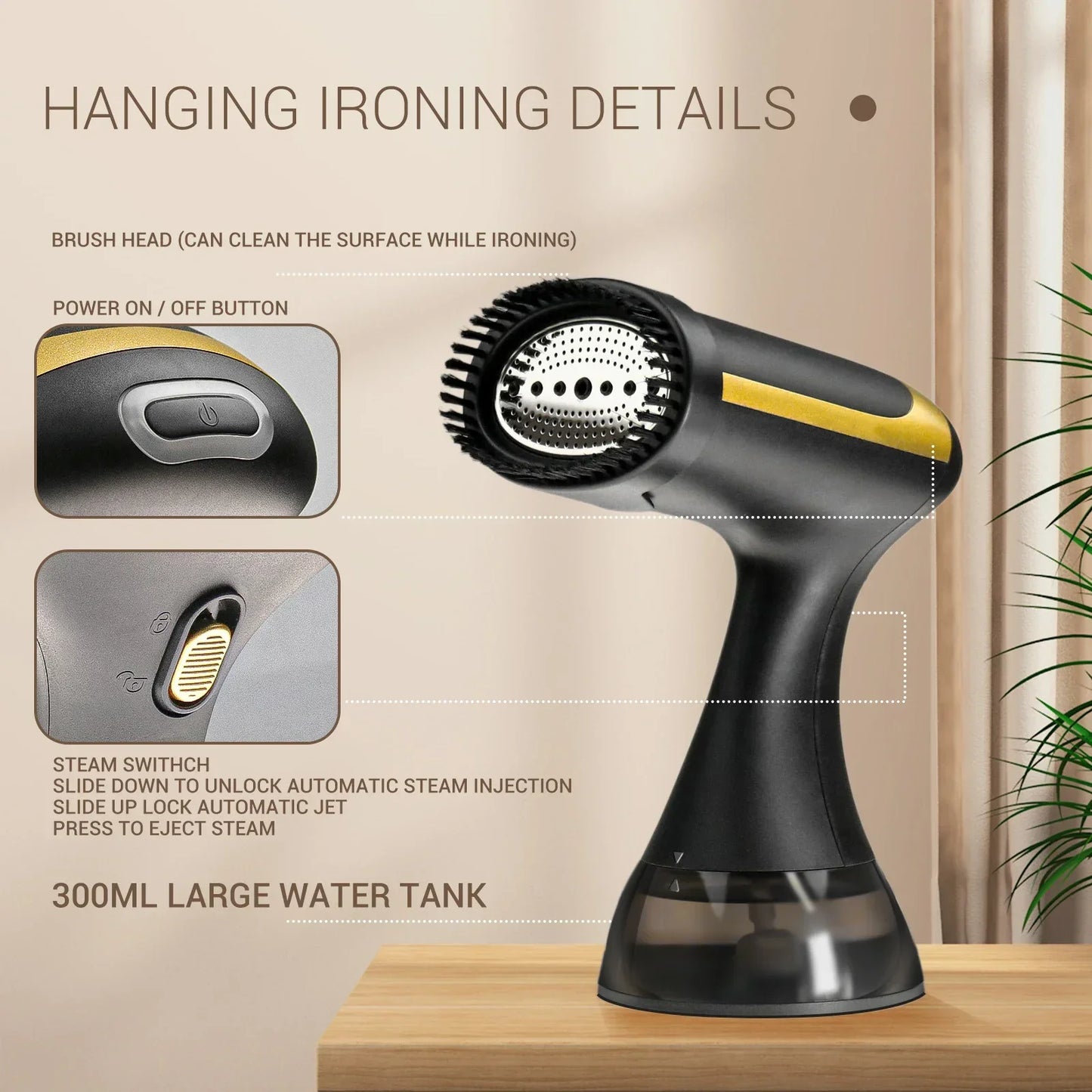 220V Handheld Garment Steamer 1500W Electric Household Fabric Steam Iron 350ml Portable Vertical Fast-Heat for Clothes Ironing