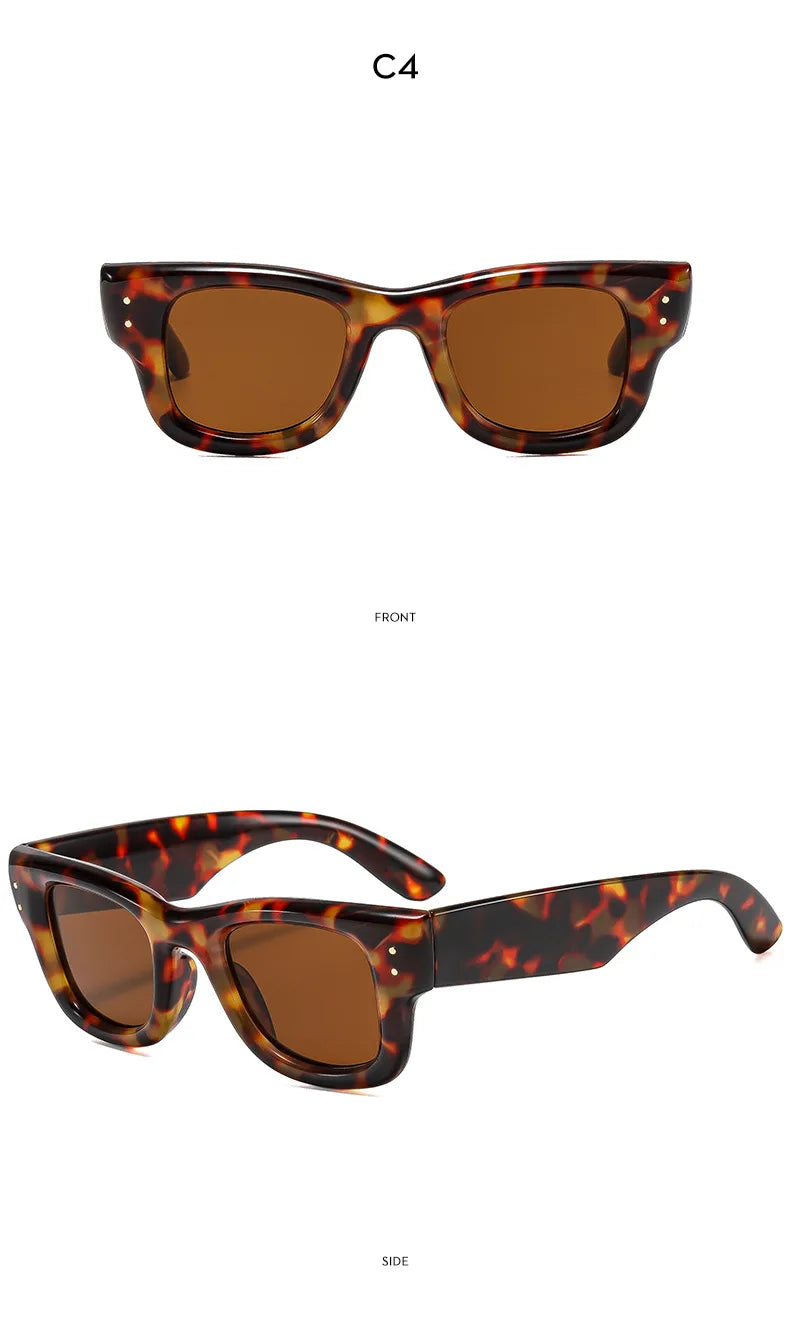Fashion Vintage Square Rice Nail Women's Sunglasses Classic Punk Men Sunglass Outdoor Driving Travel Eyewear Female UV400 Lentes