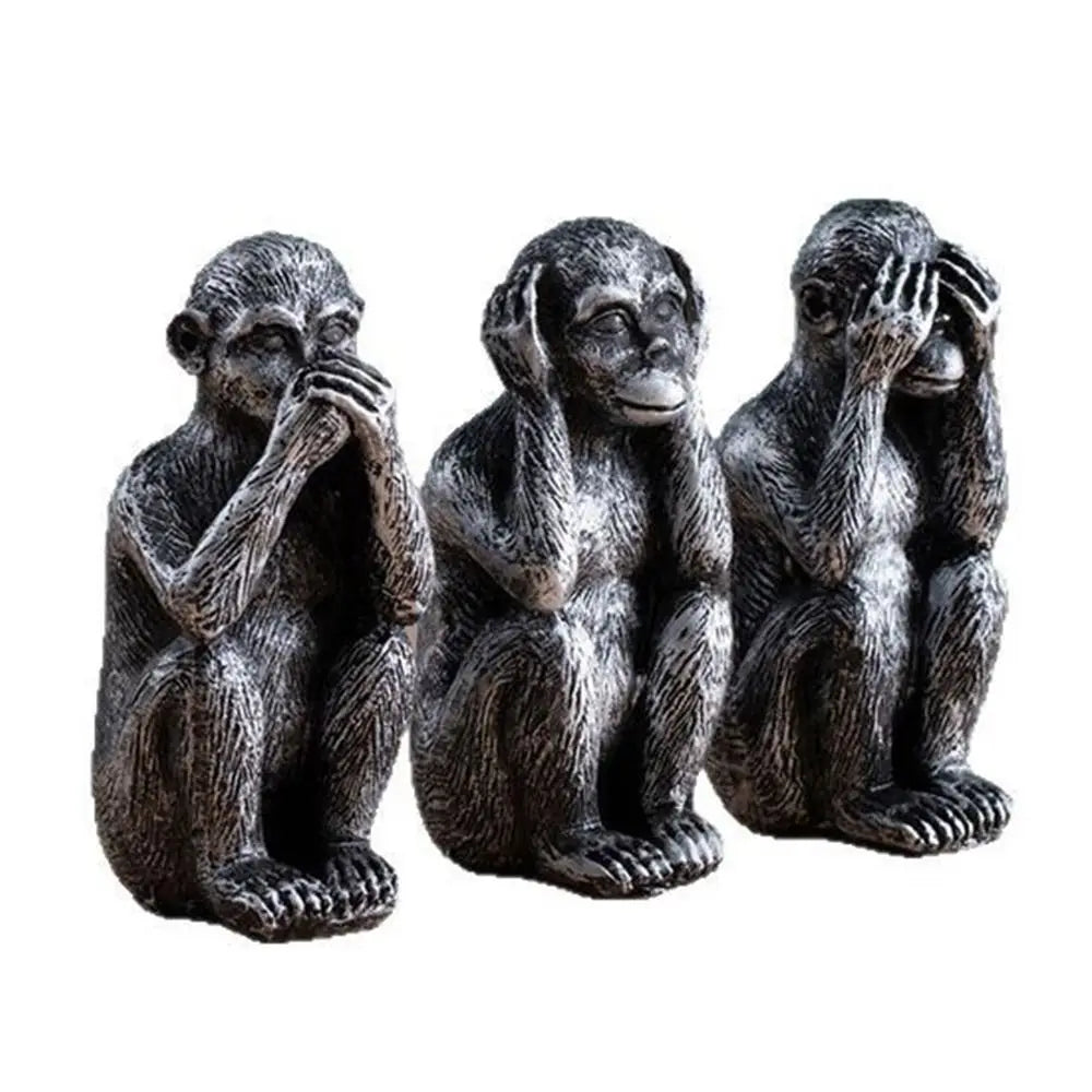 Resin Three Wise Monkeys Figurines Don't See Don't Speak Home Decor Crafts Don't Hear Creative Design Monkey Ornaments
