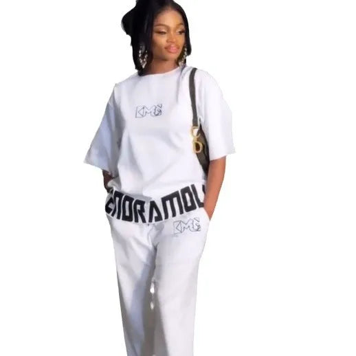 2025 Short-sleeved Suit Casual And Fashionable Sports Two-piece Set Loose Loose And Slimming Conjuntos Para Mujeres 2 Piezas