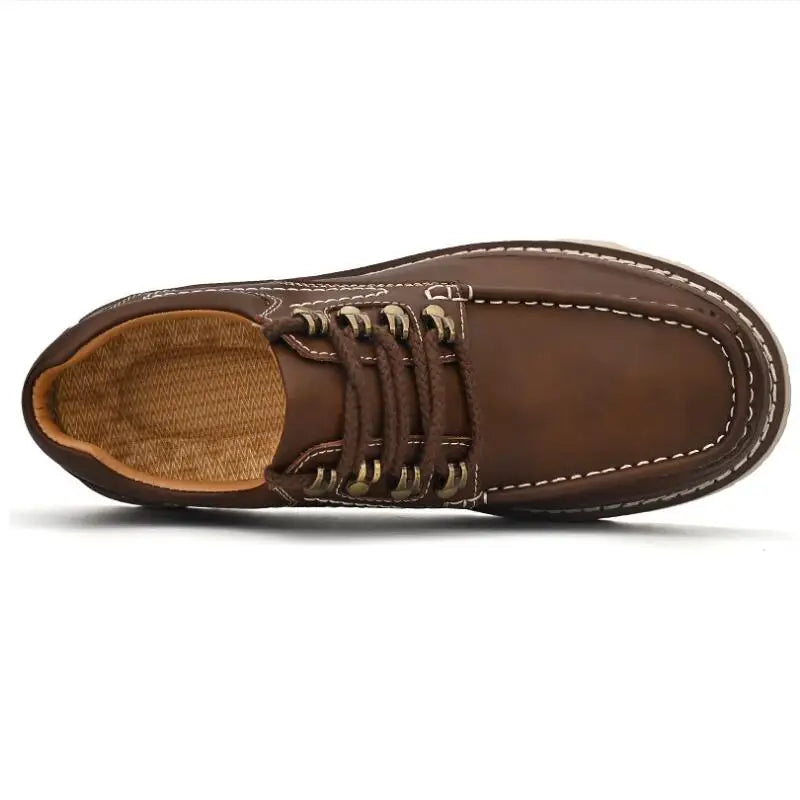 Men's Work Shoes Luxury Brand Leather Outdoor Casual Shoes for Men Dress Shoes High Quality Comfy Thick Bottom Shoes D2A54
