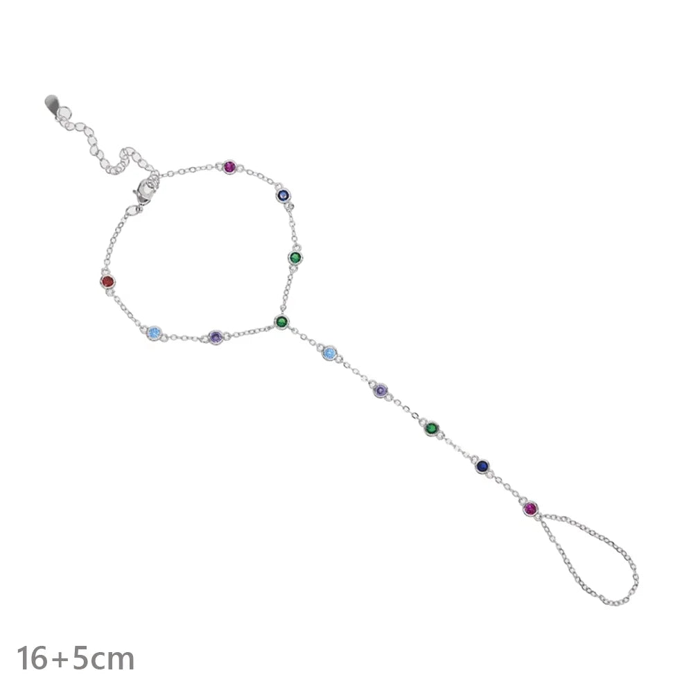 New Iced Out Oval CZ Choker Bracelet Silver Color Bling Lariat Long Bar Round Stone Long Tassel Bangle Women Jewelry