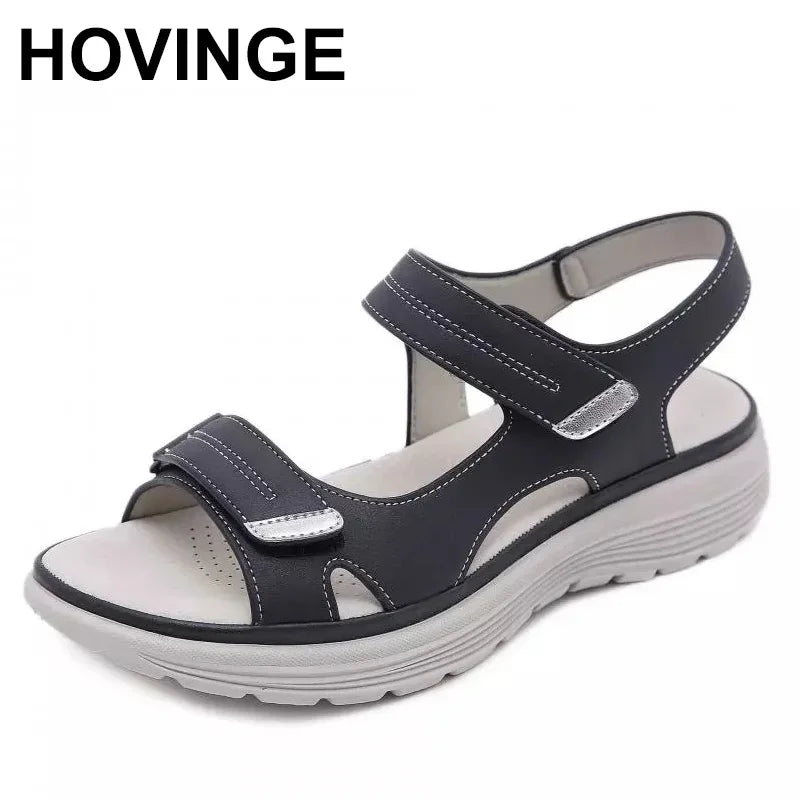 HOVINGE  Shoes Women Comfortable Sandals Ladies Slip-on Wedge Sandals Sports Beach Walk Shoes Summer Fashion Casual Shoes