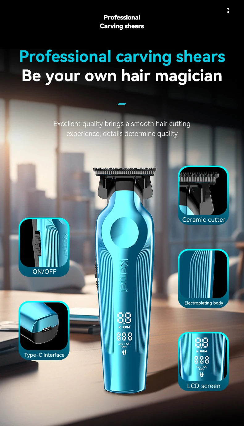 kemei Salon Rechargeable Trimmer Clipper High Speed Motor Barber Hair Trimmer Clipper KM-264