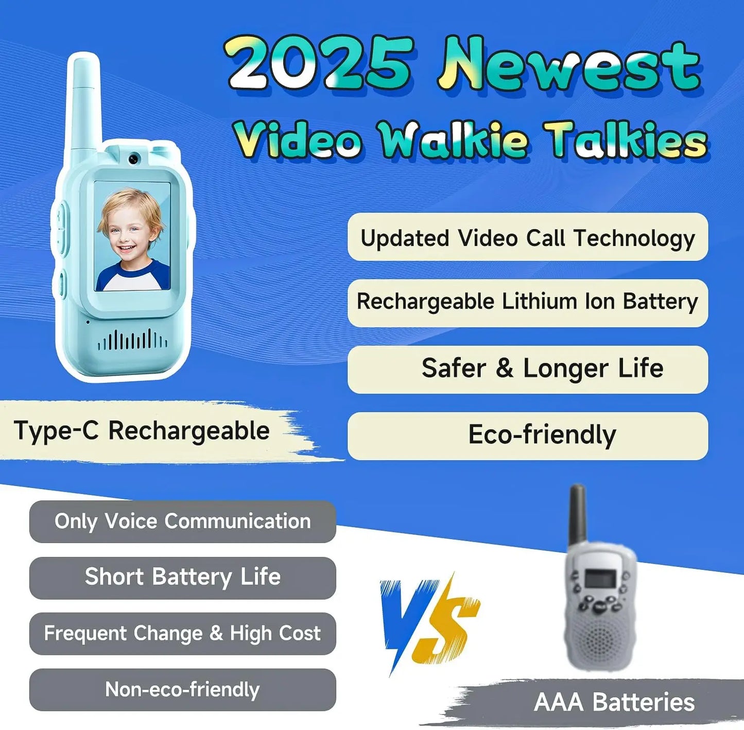 NEW Airiton Kids Video Walkie Talkie Long Range No Internet Connection With Camera Toys For Home Outdoor Christmas Gifts For Kid
