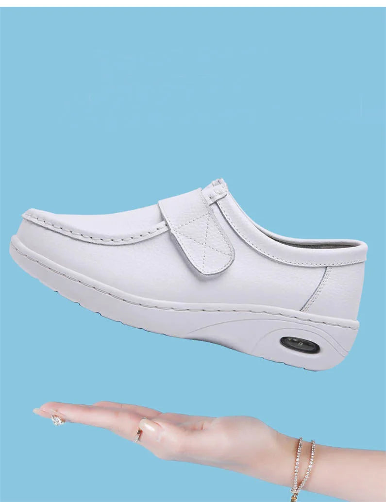 autumn and winter new fashion casual adult women's shoes Nurse shoes white flat leather fashion white  women shoes