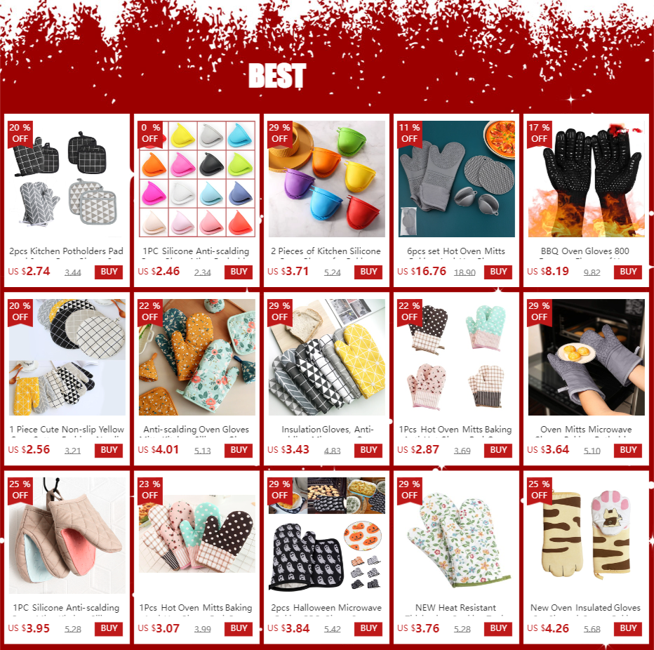 1Pcs Hot Oven Mitts Baking Anti-Hot Gloves Pad Oven Microwave Insulation Mat Baking Kitchen Tools
