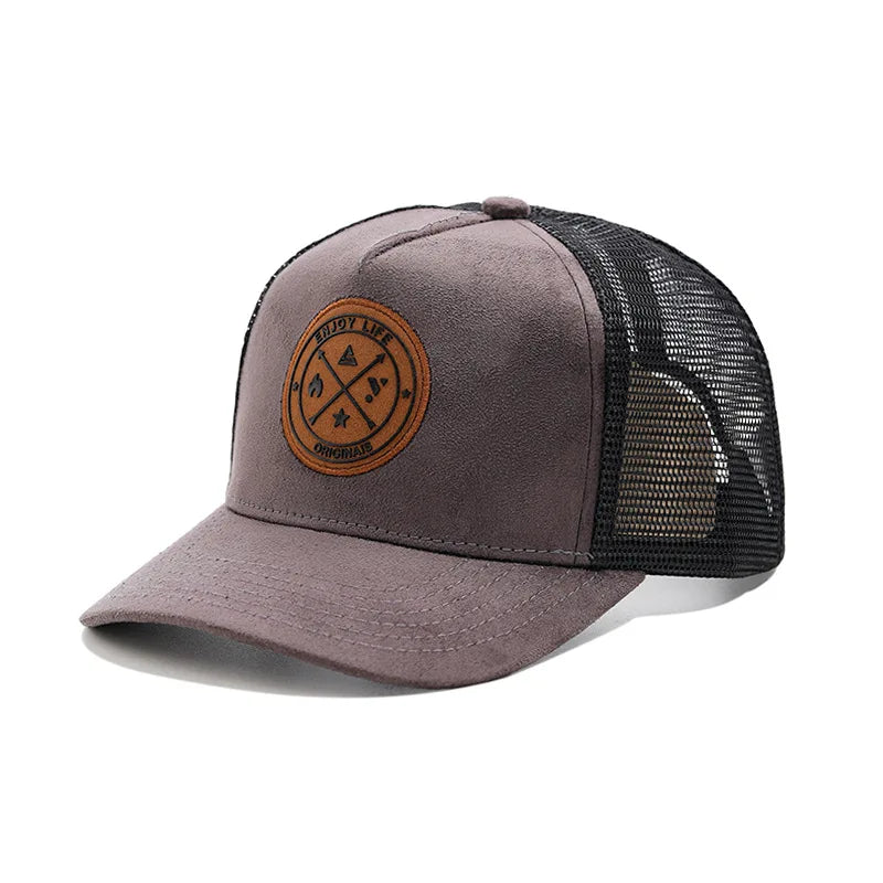 New round label letter grid baseball cap Spring and autumn outdoor men's and women's casual sunshade cap