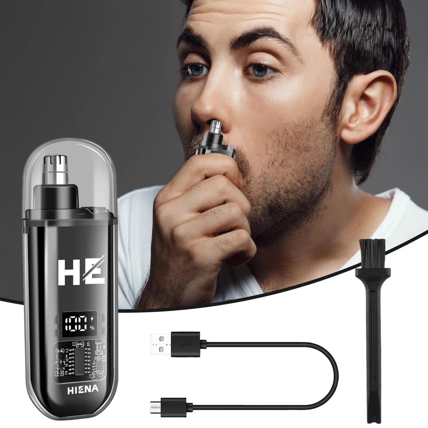 HIENA Electric Nose Hair Trimmer 5V1A Rechargeable Mini Pocket Nose Ear Hair Shaving Eyebrow Trimmer Clipper Wet and Dry Haircut