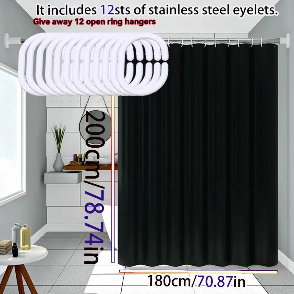 Bathroom Shower Curtain PEVA Waterproof Bathtub Bathing Curtains Easy Clean and Wipe Mildew Proof Shower Curtains with Hooks