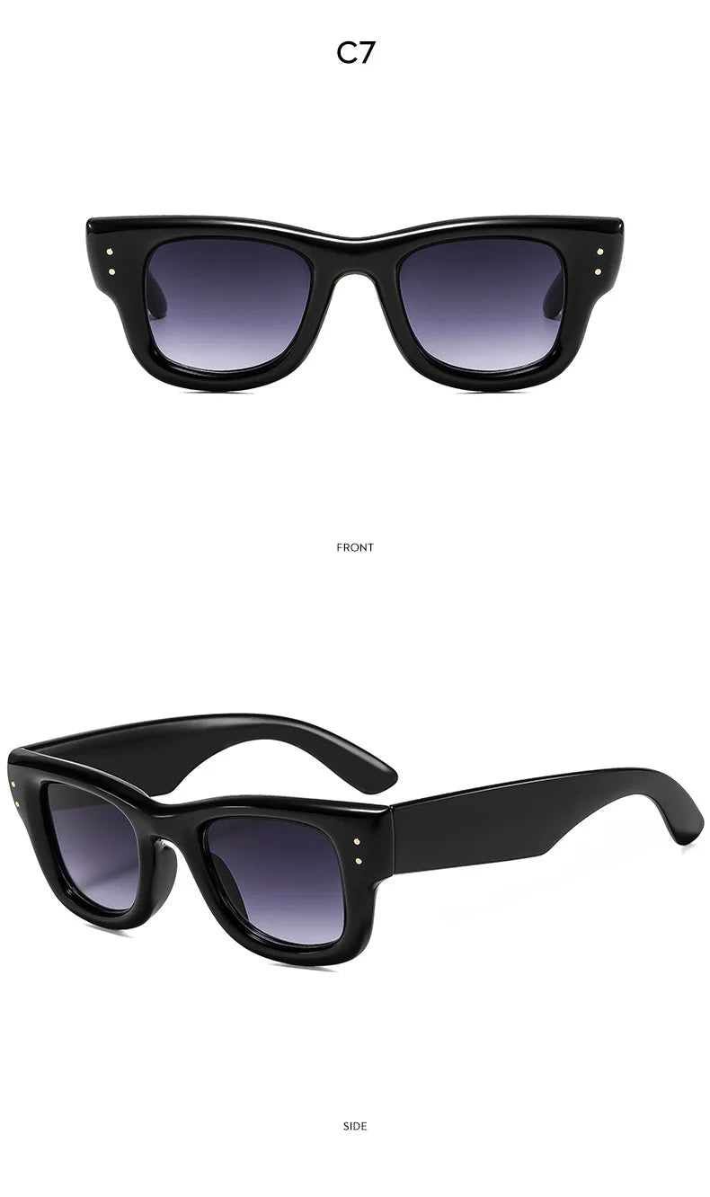 Fashion Vintage Square Rice Nail Women's Sunglasses Classic Punk Men Sunglass Outdoor Driving Travel Eyewear Female UV400 Lentes