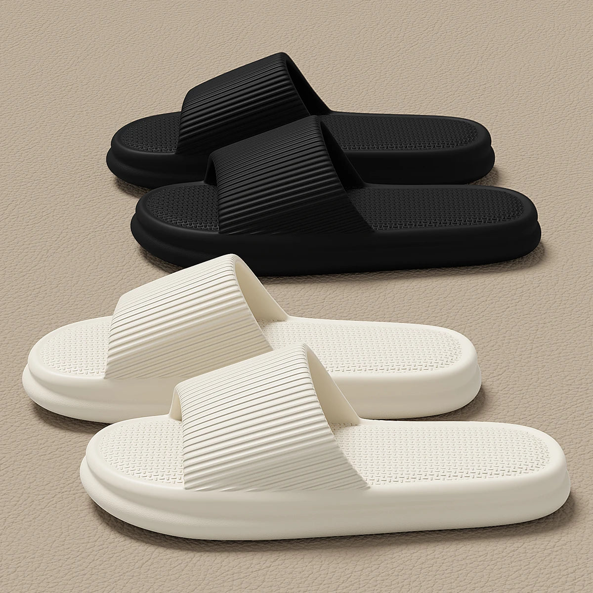 Plus Size 48-49 Summer Men Slippers Solid Color Flat Sole Home Slippers For Women Man Coupple Bath Beach Slides Shoes