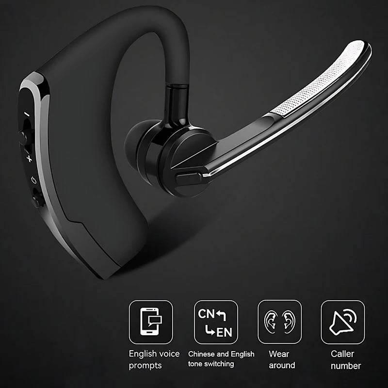 V8 V9 Wireless Bluetooth Business Headset Ear-Hook Left Right Ear Universal Earphone Long Standby With HD Mic Call Sport Music