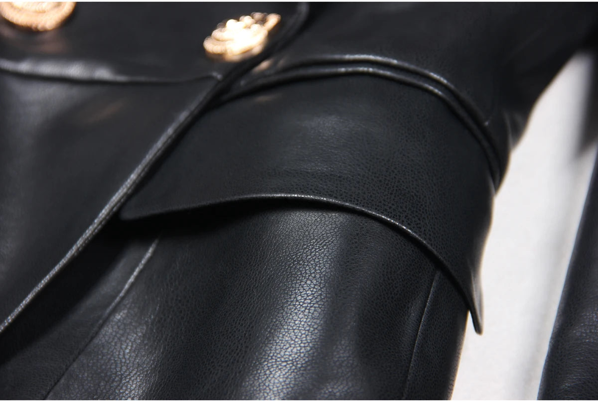 2024 Spring And Autumn New High-end Fashion, Simple Temperament, Slim Slim Skin, Women's Pu Leather Suit Skirt Dress