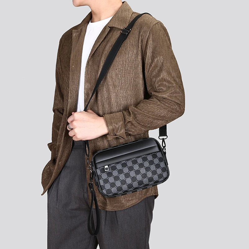 Top-quality PU Leather Men Waist Packs Business Crossbody Bags for Male Fashion Travel Storage Phone Shoulder Bags Clutch Bag
