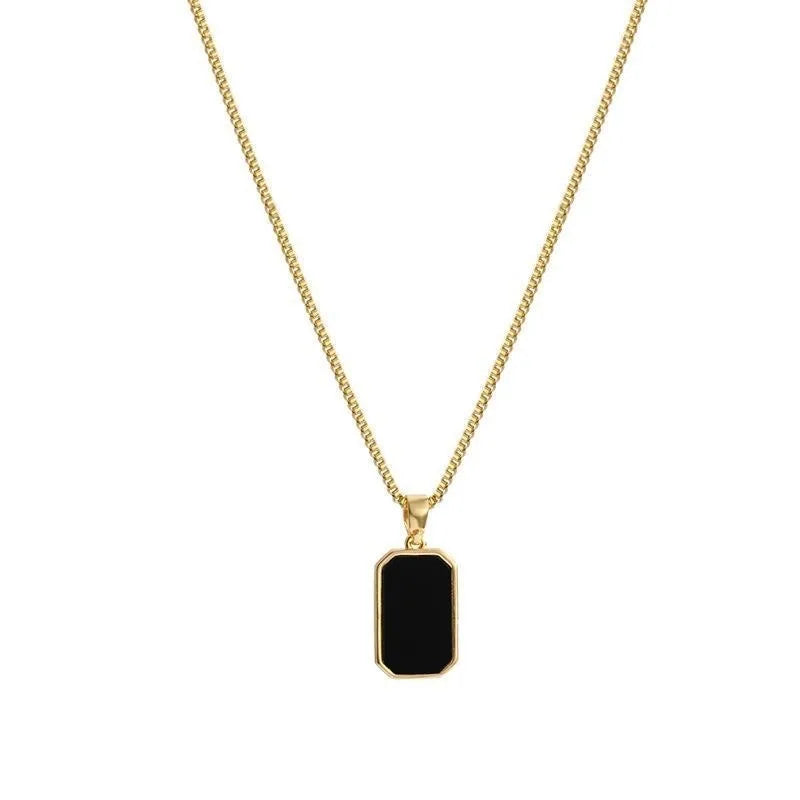 Simple Geometric Pendant Necklaces for Men Women Rectangle Stainless Steel Jewelry Cadenas Para Hombre Collares Para Mujer