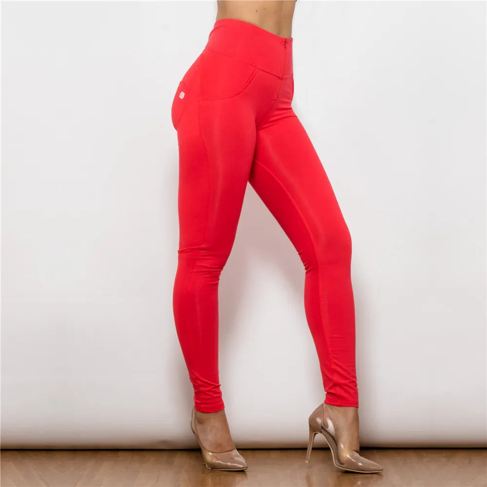Shascullfites Red Fashion Pants Comfy Skin-fit Leggings High Rise Pencil Pants for Women Slim Hips Trendy Skinny Pants
