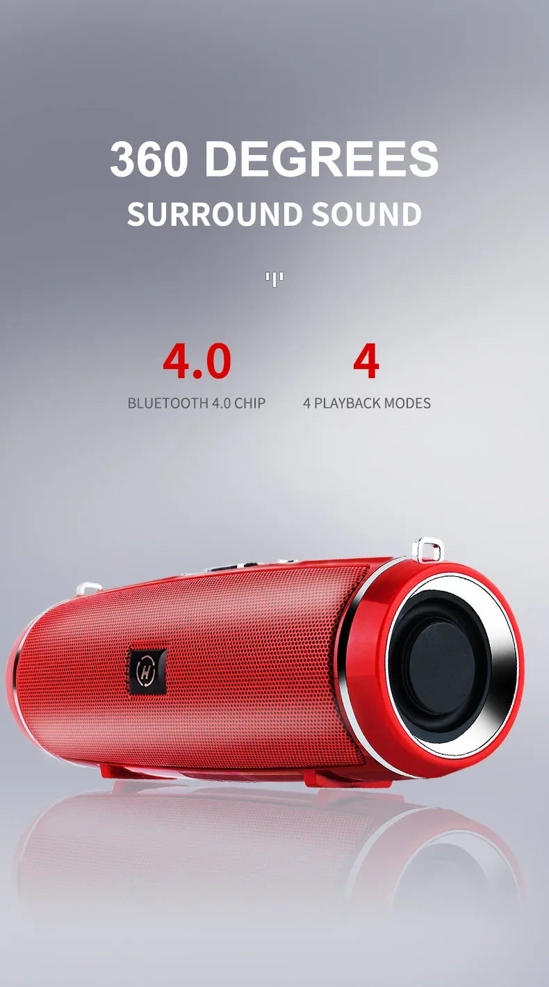 Portable Wireless Bluetooth Speaker 3D Stereo Surround Speaker Outdoor FM Radio Multifunctional Pillar Waterproof TWS Subwoofer
