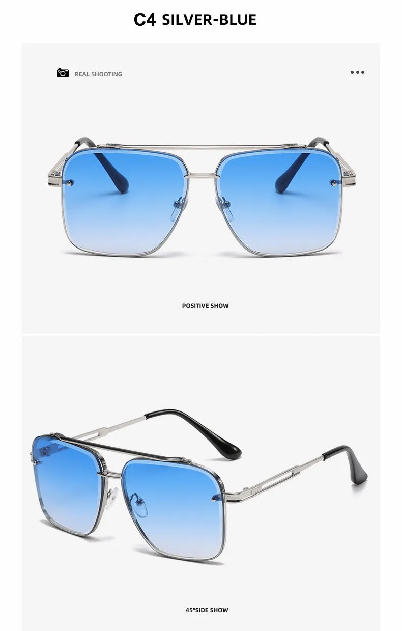 Square Sunglasses Men Metail Frame Glasses Resin Lens Male Sun Glasses Driving Travel Outdoor Eyewears Oculos De Sol UV400