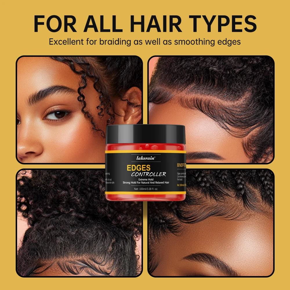 100ml/3.38 fl. oz. Edge Control Hair Gel Strong Hold Thick Edges Styling Gel Non-Greasy Non-Flaking Hair Gel For All Hair Types