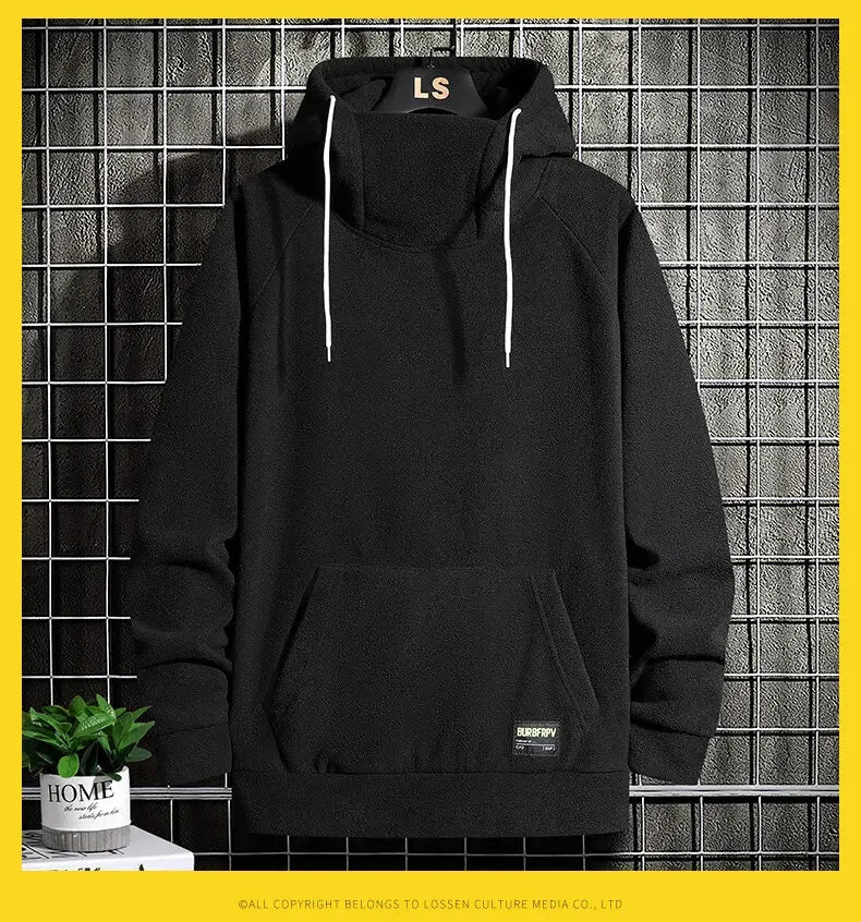 2026 Men's Thick Polar Fleece Sweatshirt Paired Couple Y2k Streetwear Autumn Winter Hood Sports Black Windproof Oversized Hoodie