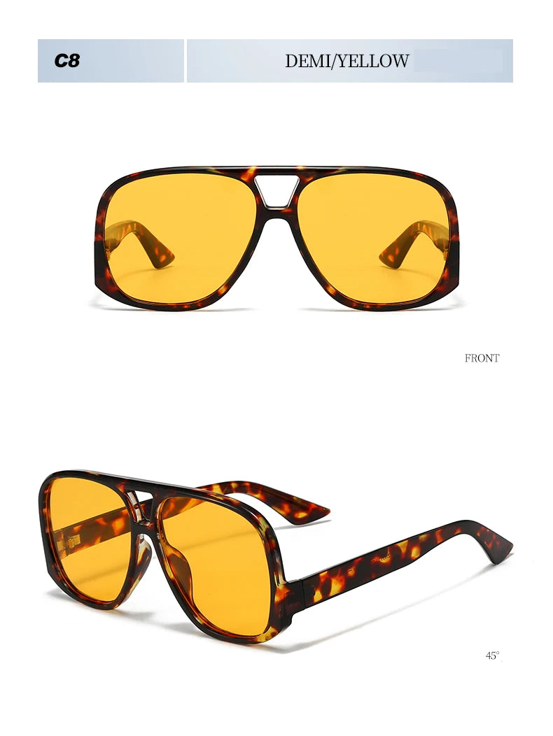Hiking Camping Oversized Women Double Bridges Anti Light Glasses Fashion Outdoor Driving Eyeglasses Beach Travel UV400 Shades