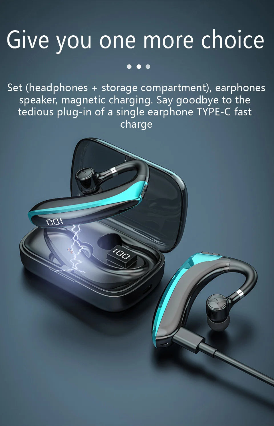 Wireless Bluetooth Headphones With Microphon Earphone ENC Noise Cancelling Handsfree Talking Headset Busines Auriculares Driving