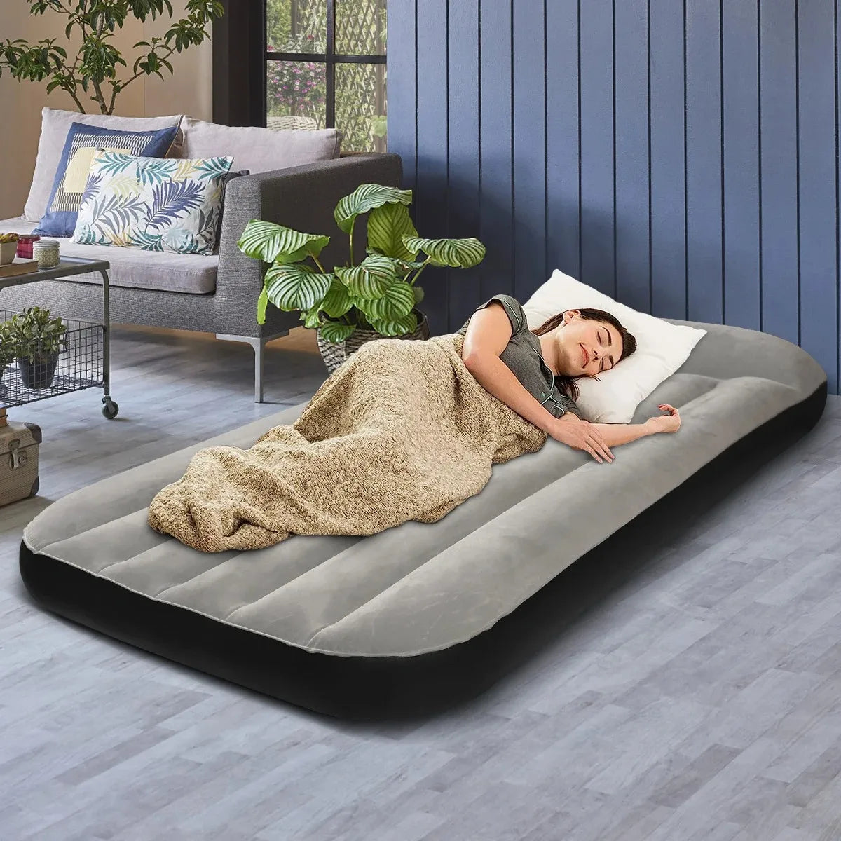 Indoor Inflatable Mattress Portable Foldable Storage 1-2 Person Air Cushion Bed For Family Camping Travel Floor Tent Thick Mat