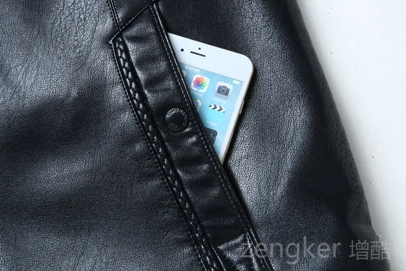 Large size men's PU leather jacket male tide winter extra large men loose man leather jacket fleece 7XL 6XL waterproof jacket