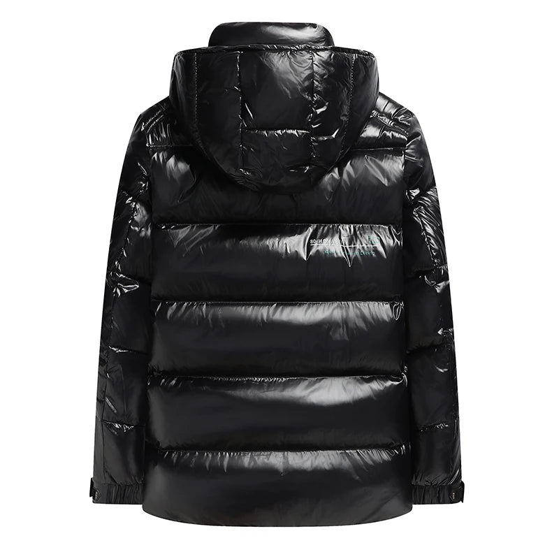 2025 New Winter Bright Parkas Men Thicken Casual Coat Slim Fit Outwear Waterproof Warm Hodded Outwear Hooded Coat