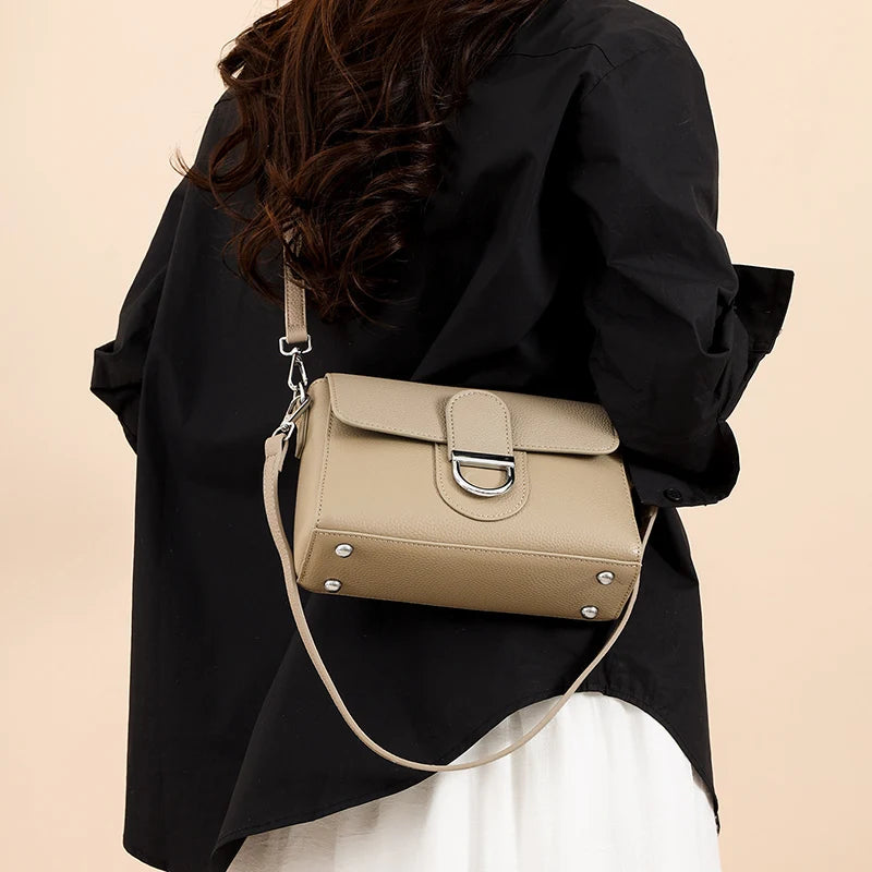 Luxury Brand Genuine Leather Handbag Women Fashion High Quality Solid color Cow Leather Shoulder Crossbody Bag Female Tote Bags