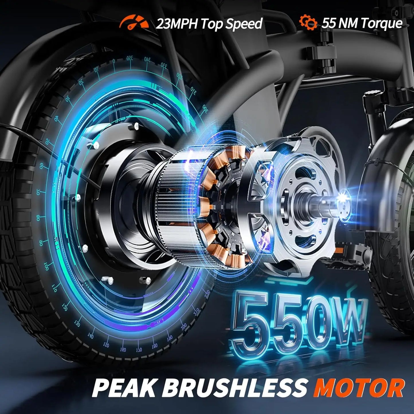 Folding Electric Bike for Adults 500w Brushless Motor | 48V Removable Battery | 19.88 Mph Speed | PAS 35 Miles, Customized