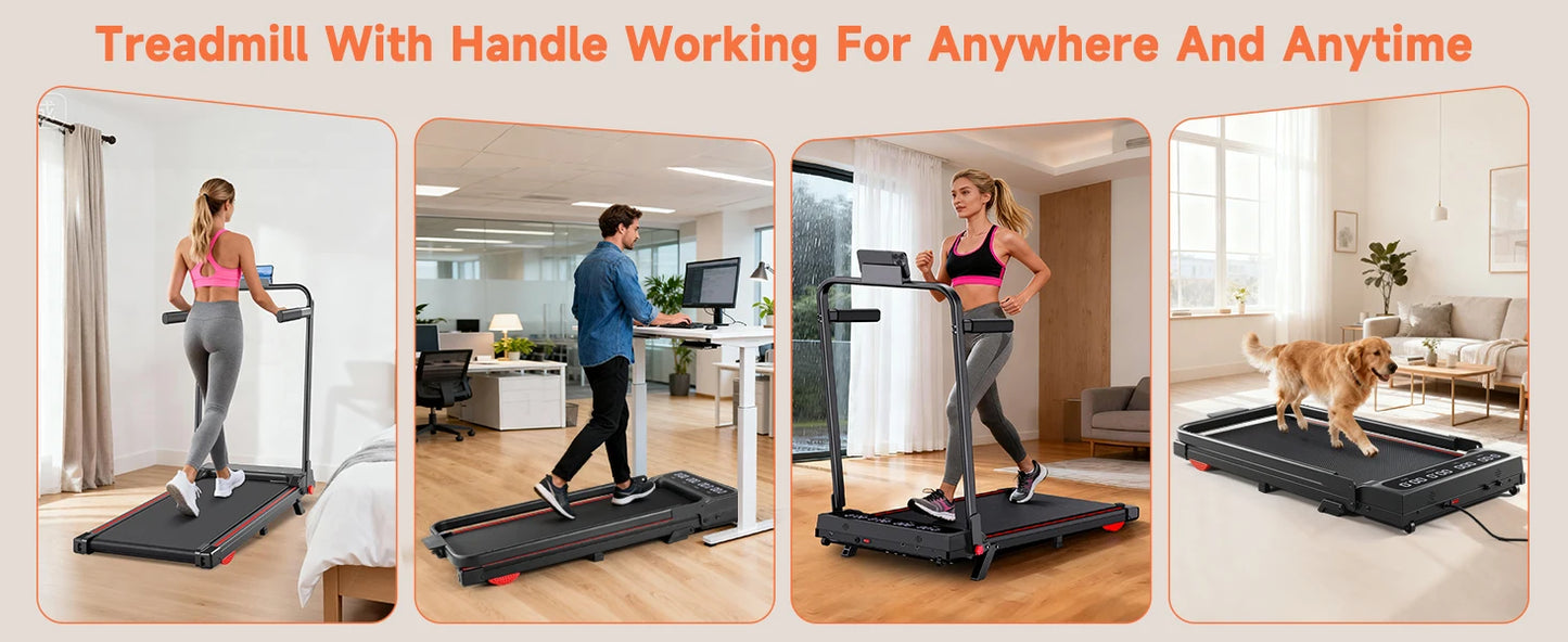 Incline Walking Pad Treadmill for Home Small,2.5 HP Quiet Under Desk Treadmill with 300lbs Capacity,