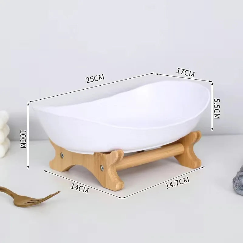 Partitioned Wooden Serving Tray, Natural Bamboo Snack & Fruit Platter for Kitchen Table, Perfect for Party, Family, Housewarming