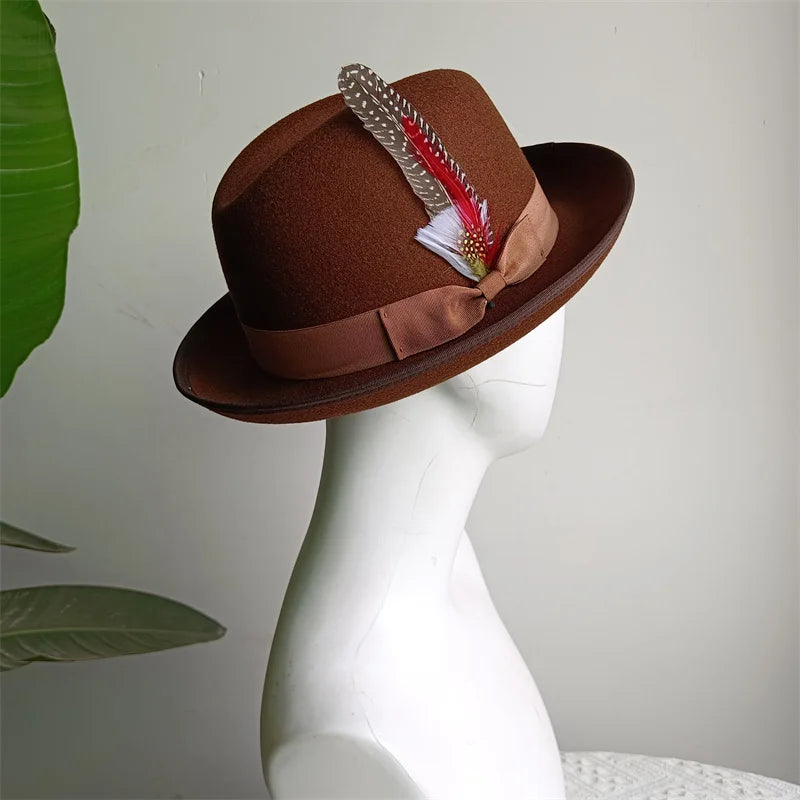 Green Retro Men's Spring Hat Unisex Men's Bow Women's Curved Brim Wide Brim Sun Hat Straw Hat Beach Hat sombrero hombre