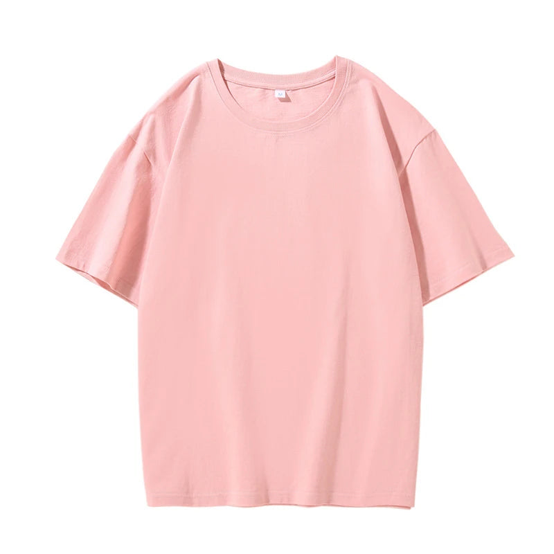 Plus Size Four-season Pure Cotton Solid Color T-shirt Couples Featuring Long Sleeves Dropped Shoulders Custom-made Cultural