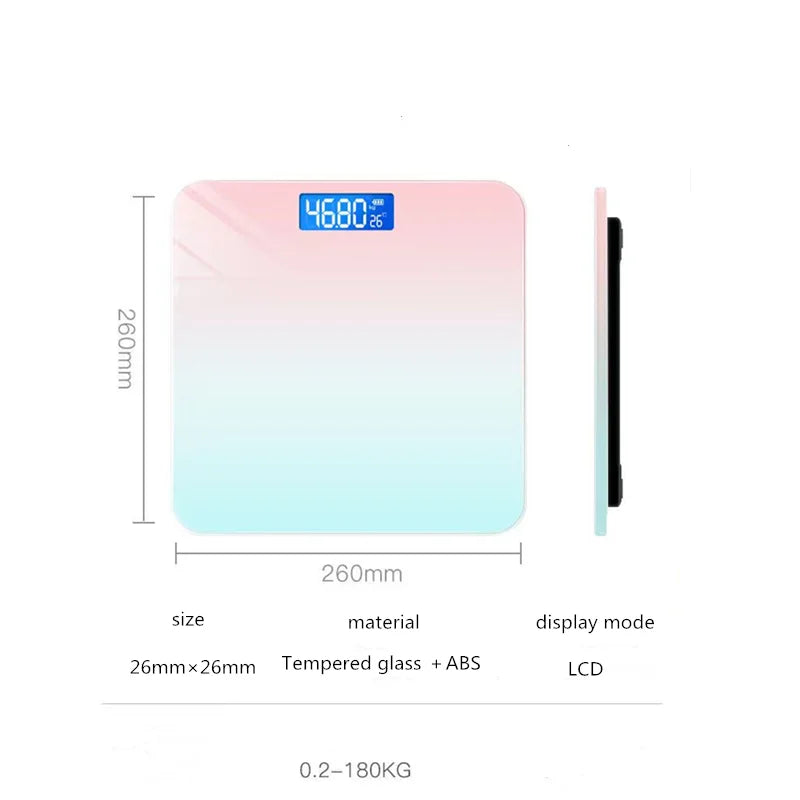 Gradient Color Intelligent LED Electronic Scale Digital Display Glass Weight Scale Balance Body Electronic Scale For Weight