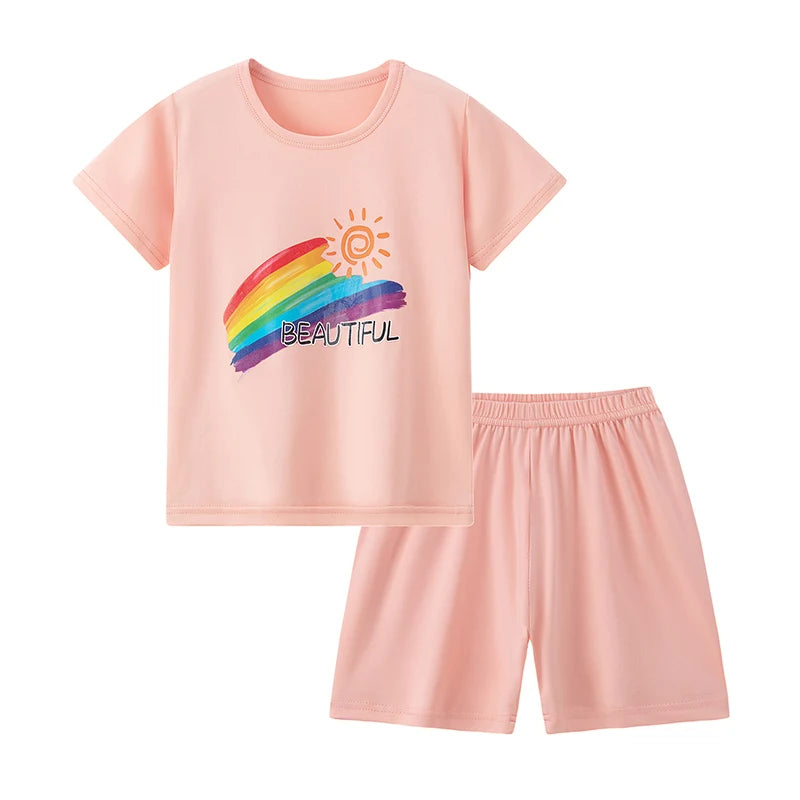 8/2 Pcs Children's Summer Cute Printing Suit Boy Casual Fashion Pocket Bear Short Sleeve Girl Sweet And Cute Joker Comfort Short